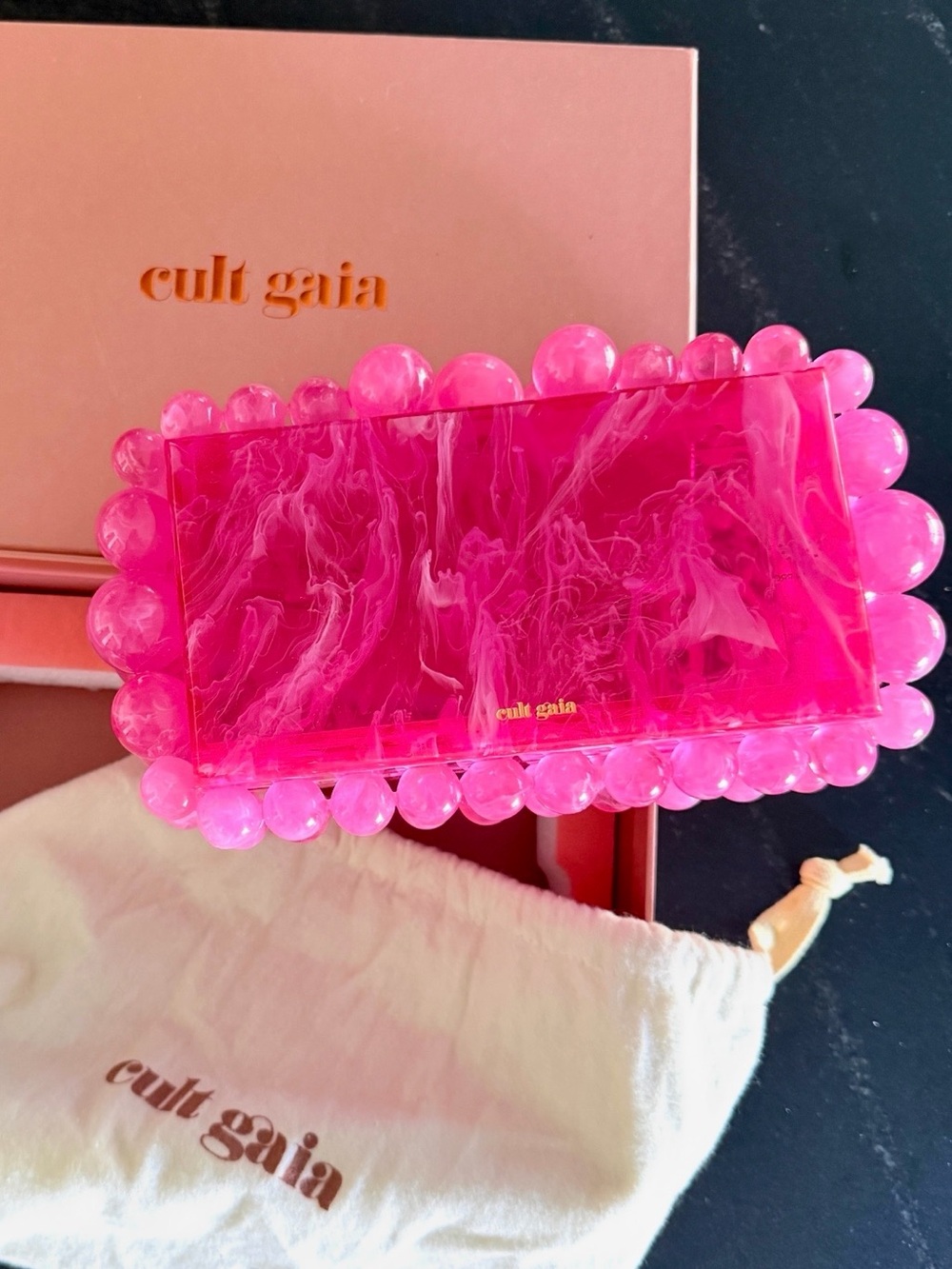 Cult Gaia EOS Clutch in Qajar Rose